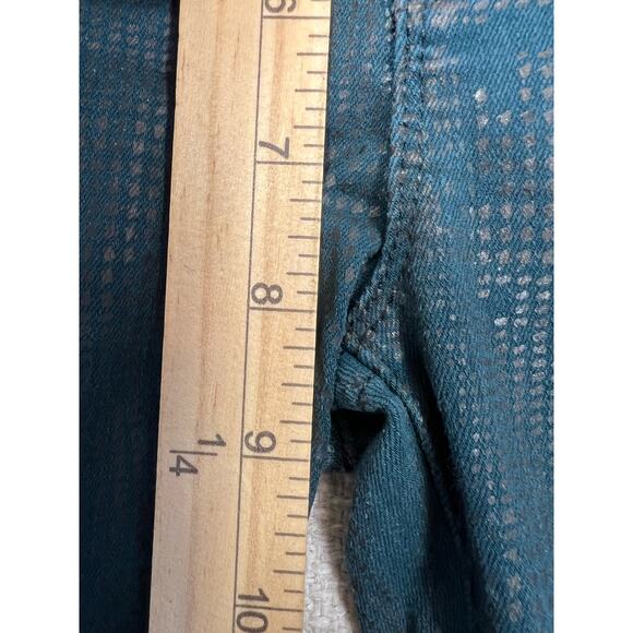 HUDSON Jean Coated Geometric Print Dark Green Nico Super Skinny Denim Midrise 26 - Picture 6 of 16